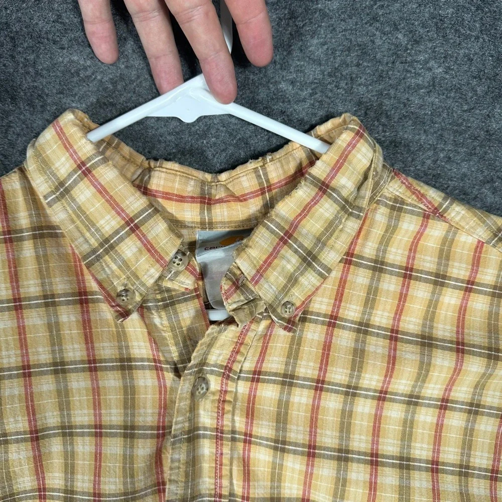 Carhartt Mens Plaid Short Sleeve Button Up Shirt Casual Workwear Size‎ 2XL